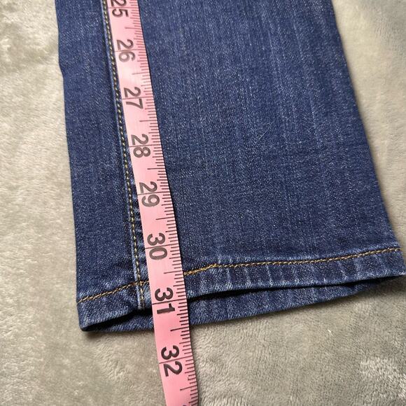 Levi’s 524 Too Superlow Jeans Women 3M Blue Stretch Dark Wash Denim Distressed - Picture 10 of 15